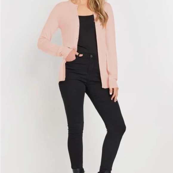 NEW Long Tall Sally Tall Blush Pink Button Down Knit Cardigan 14/16 - Picture 3 of 5